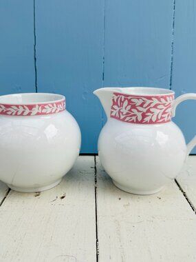 Vintage 50's Dansk Creamer and Sugar Bowl Set, Trellis Rose pattern tea coffee